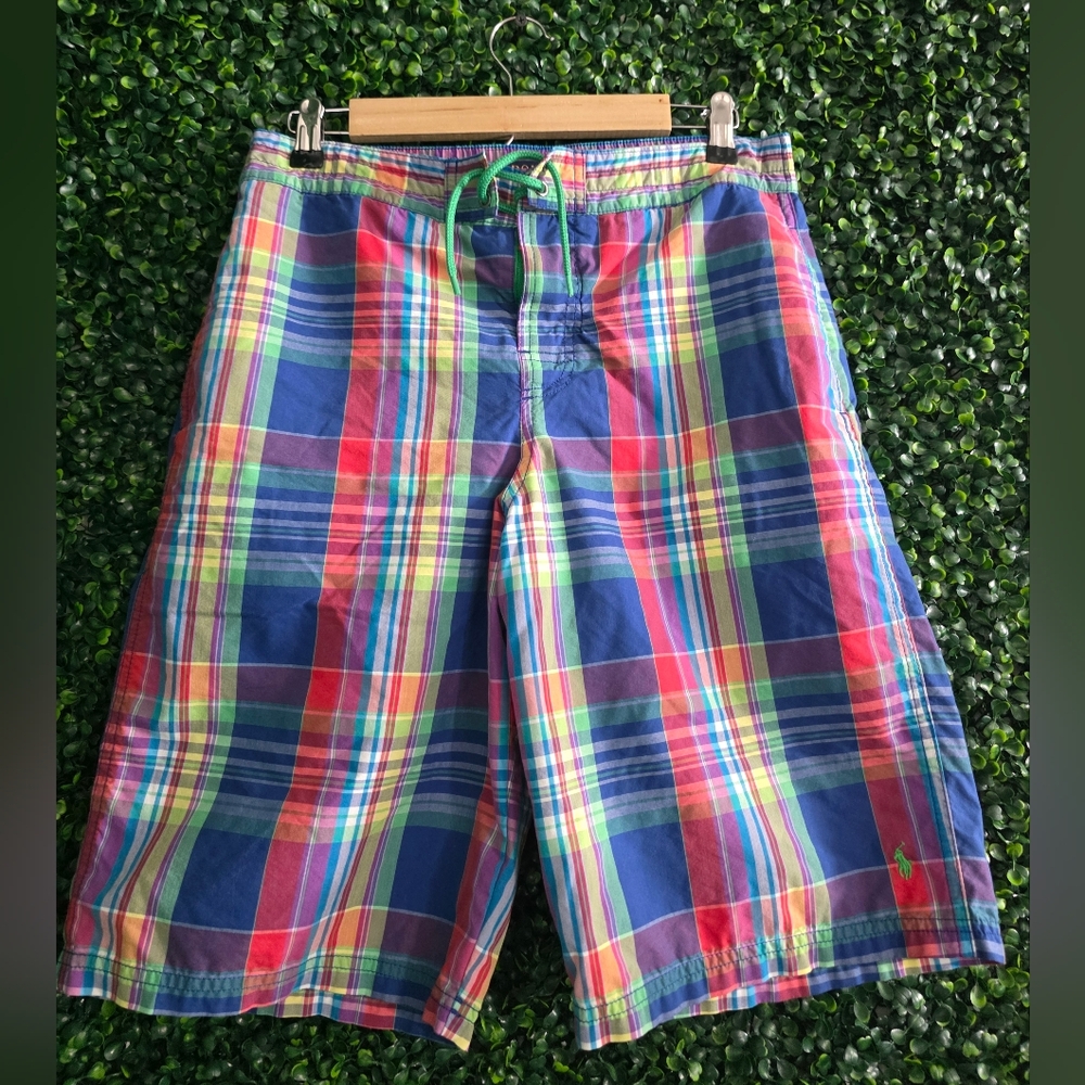 Polo Ralph Lauren Youth Multicolors Plaid Swim Shorts Size XL (18/20)